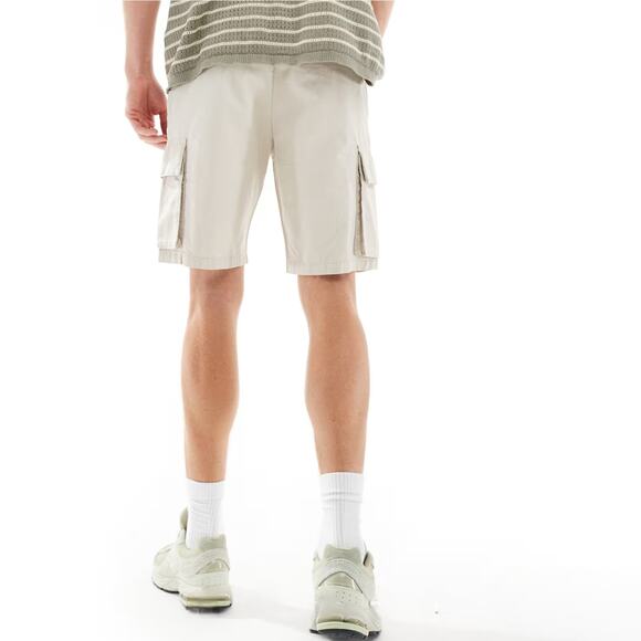 French Connection Mens Khaki Cargo Shorts Sz Large Beige Stone 10" Inseam Unisex - Picture 3 of 13